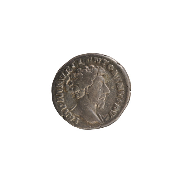denarius, Marcus Aurelius (121–180; Roman emperor 161–180); obverse: head of Marcus Aurelius right,