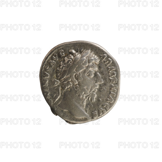 Denarius, Marcus Aurelius (121–180; Roman emperor 161–180). Obverse: Head of Marcus Aurelius with a