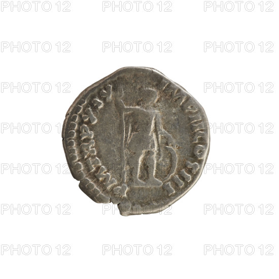 Denarius, Marcus Aurelius (121–180; Roman emperor 161–180). Obverse: Head of Marcus Aurelius with a
