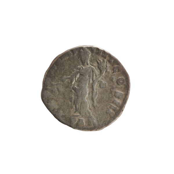 Denarius of Marcus Aurelius (121–180; Roman emperor 161–180). Obverse: Head of Marcus Aurelius with