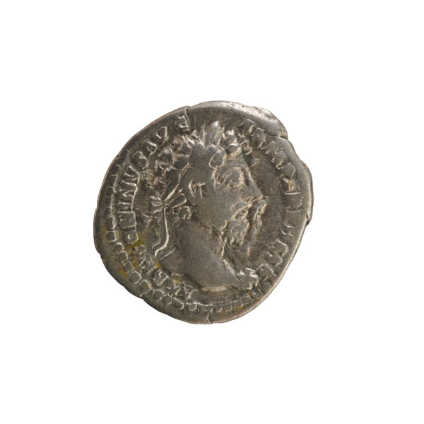 Denarius, Marcus Aurelius (121–180; Roman Emperor 161–180). Obverse: head of Marcus Aurelius with