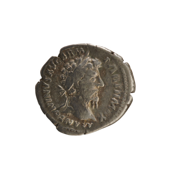 Denarius of Marcus Aurelius (121–180; Roman emperor 161–180), 167–168. Obverse: Head of Marcus