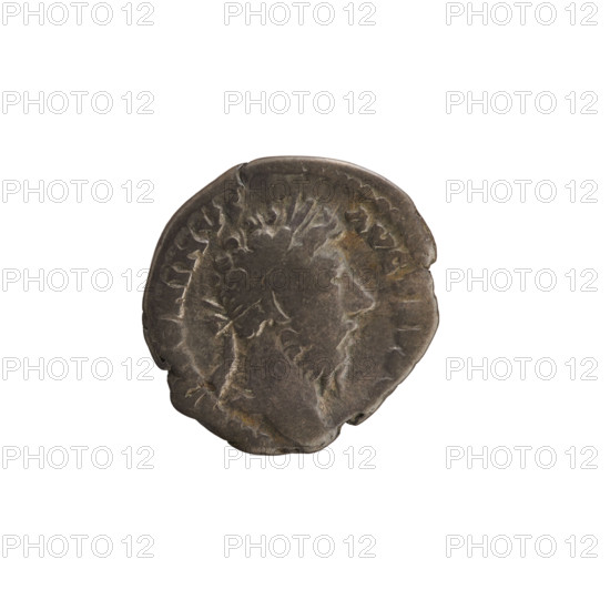 Denarius, Marcus Aurelius (121–180; Roman emperor 161–180). Obverse: Head of Marcus Aurelius with a