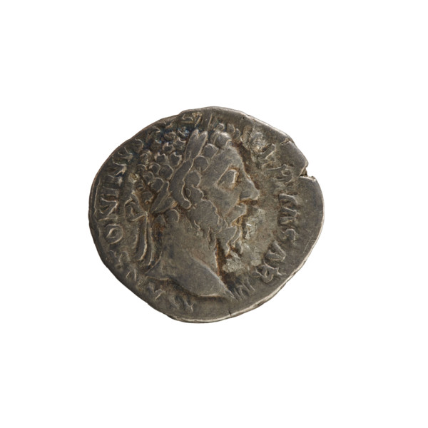Denarius, Marcus Aurelius (121–180; Roman emperor 161–180). Obverse: Head of Marcus Aurelius