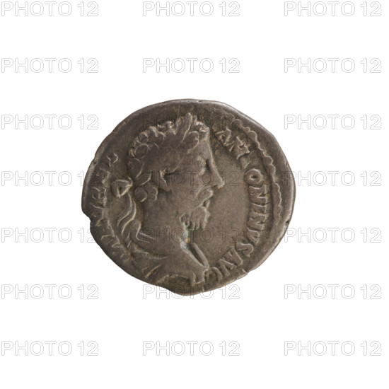 Denarius, Marcus Aurelius (121–180; Roman emperor 161–180). Obverse: Bust of Marcus Aurelius with a