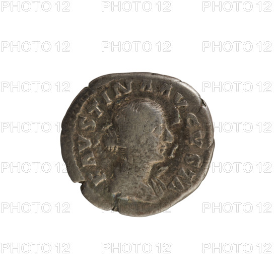 Denarius, 161–176 CE. Obverse: Bust of Faustina the Younger in drapery, hair arranged in waves and
