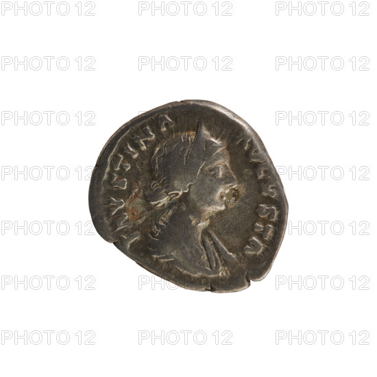 Denarius, Marcus Aurelius (121–180) and Faustina the Younger (ca. 130–176). Obverse: Draped bust of