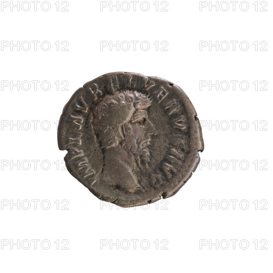 denarius, Lucius Verus (130–169; Roman emperor 161–169), obverse: Emperor's head right, pearl