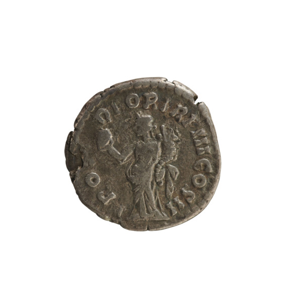 Denarius of Lucius Verus (130–169; Roman emperor 161–169). Obverse: Emperor's bust right; legend