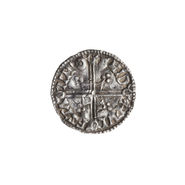 Denarius, Ethelred II (978–1016), Wulfstan. Obverse: bust of the ruler in armor and radial helmet,