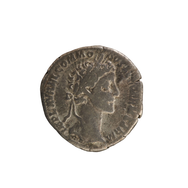 denarius, Marcus Aurelius (121–180; Roman emperor 161–180); imperial busts of Commodus (161–192;