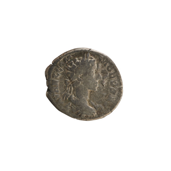 Denarius, Marcus Aurelius (121–180; Roman emperor 161–180). Obverse: Bust of Commodus (161–192;