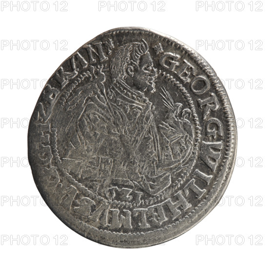 Obv. A bust in armor turned right, girded with a sash, a sceptre in his right hand. In front of the
