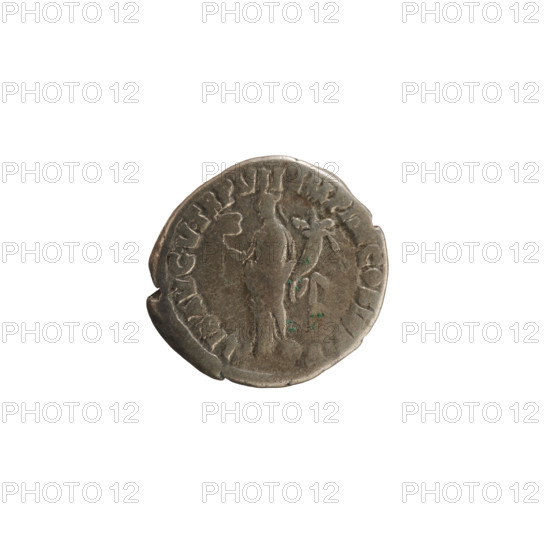 Denarius of Commodus (reigned 177–192). Obverse: Emperor's bust right, laureate. Inscription: