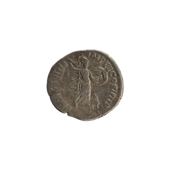 Denarius of Commodus (reign 177–192). Obverse: laureate, draped bust of the emperor right; legend M
