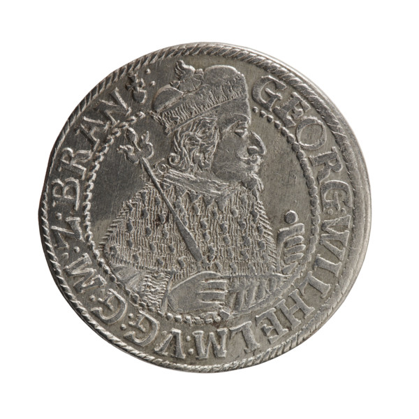 Male bust in armor, coats of arms, George William Hohenzollern (Elector of Brandenburg; Duke of