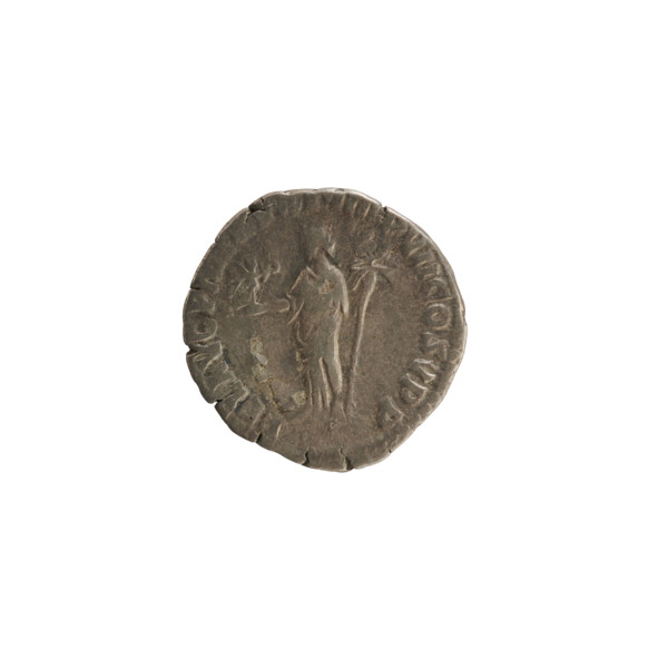 Denarius of Commodus (161–192; Roman emperor 177–192). Obverse: Emperor's bust right, with laurel