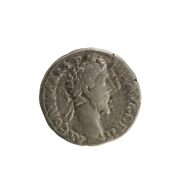 Denarius of Commodus (reigned 177–192). Obverse: Emperor's head right, wearing laurel wreath;