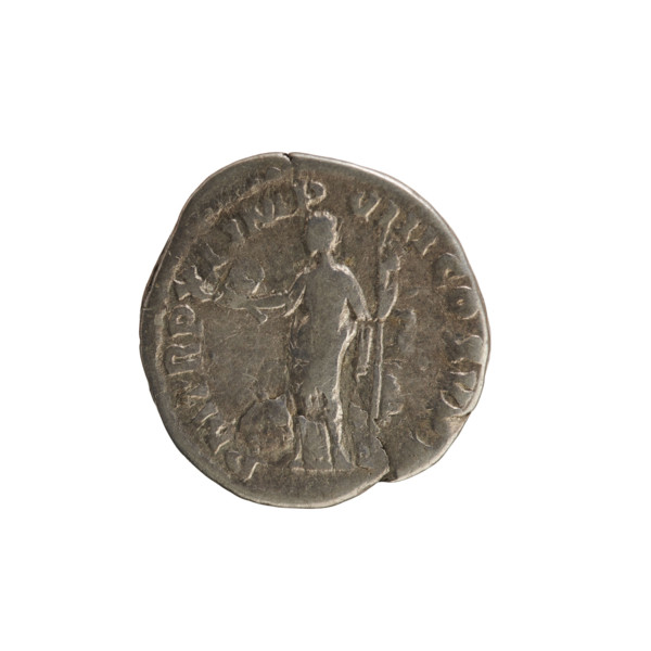 Denarius; Commodus (161–192, Roman emperor 177–192). Obverse: Emperor's head right, laurel wreath;
