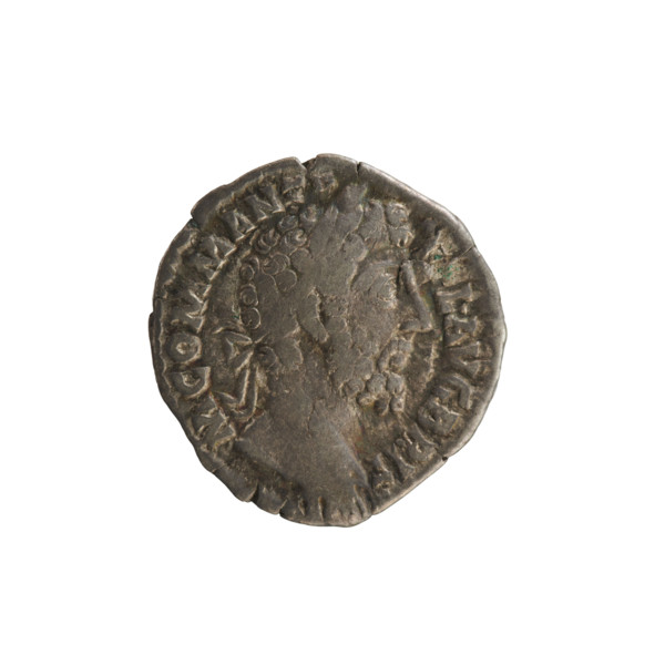 Denarius of Commodus (161–192; Roman emperor 177–192). Obverse: Emperor's head right, wearing a