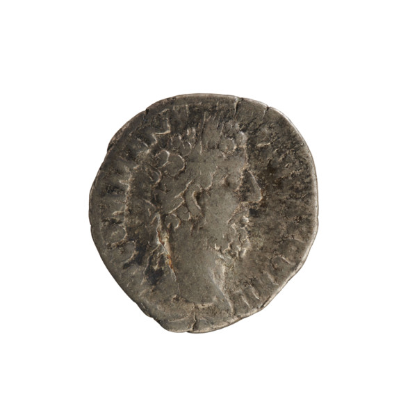 Denarius of Commodus (reigned 177–192). Obverse: Laureate bust of the emperor right; legend