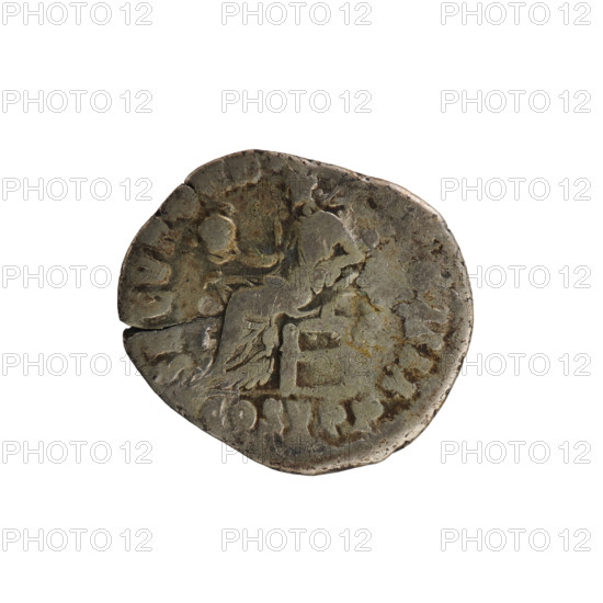 Denarius of Commodus (161–192; Roman emperor 177–192). Obverse: Emperor's head right, laurel