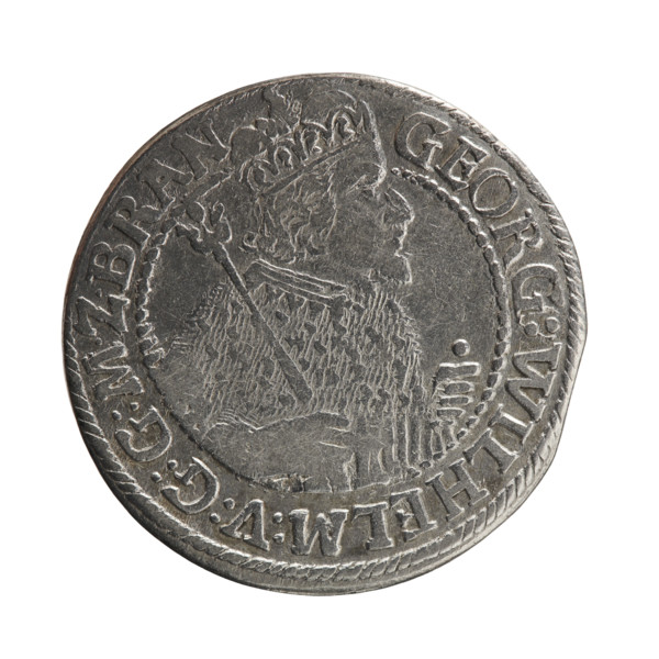 Obv. Male bust facing right in mitre and electoral mantle, holding a sceptre in his right hand and