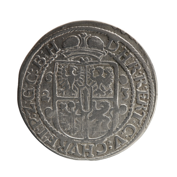 Pfahler, Ernest. Obv. Bust facing right in mitre and electoral mantle; a sceptre in his right hand,