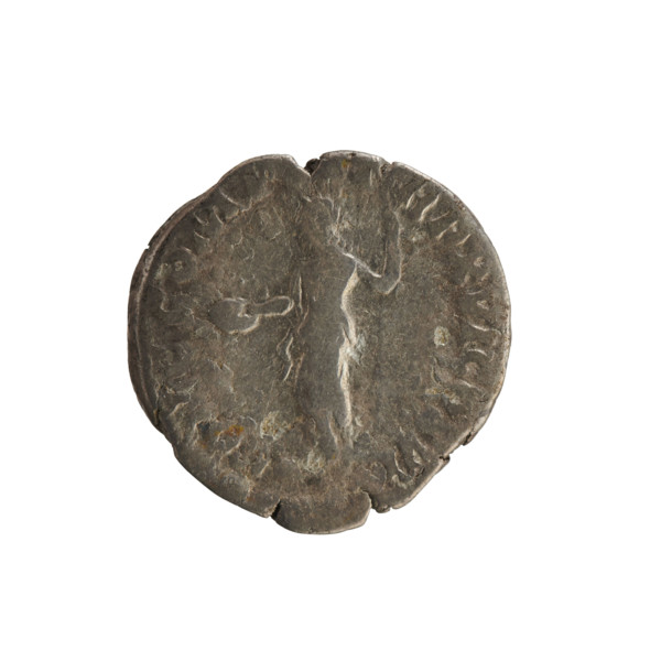 Denarius of Commodus (161–192; Roman emperor 177–192). Obverse: Emperor's head right, laureate;