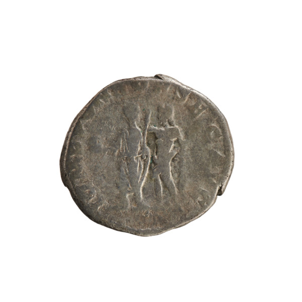 Denarius of Commodus (reigned 177–192). Obverse: Emperor's head right, wearing a laurel wreath