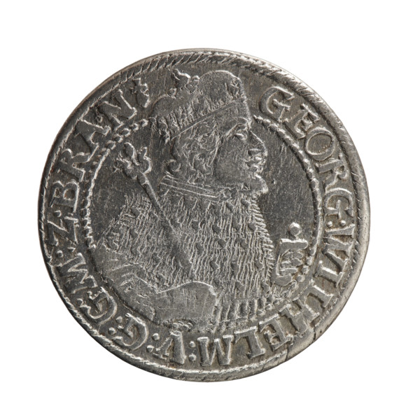 Obv. Male bust facing right in mitre and electoral mantle; a sceptre in his right hand, left