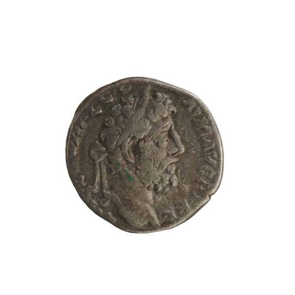 Denarius of Commodus (reigned 177–192). Obverse: Emperor's head right, laurel-wreathed, inscribed L
