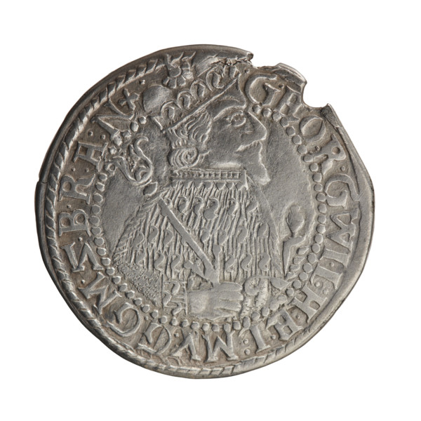 Counterfeit coin (from the period), 1624. Obverse: Bust facing right in mitre and electoral mantle,