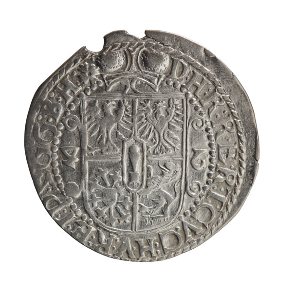 Ort forgery from the period, Pfahler, Ernest (for the original). Coats of arms, male bust in armor: