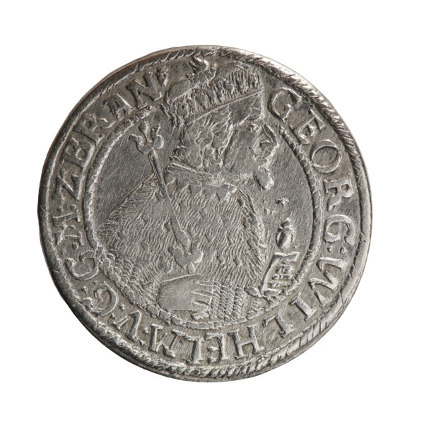 Male bust in armor; obverse: bust facing right in mitre and electoral mantle, sceptre in right