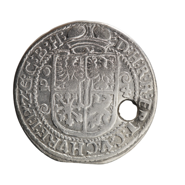 Obv. Male bust facing right in mitre and electoral mantle, holding a sceptre in his right hand with