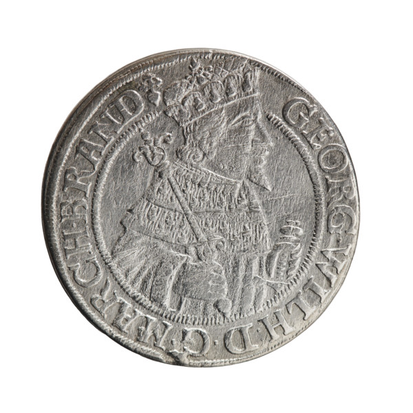 Obv. Bust facing right in mitre and electoral mantle; right hand holds a sceptre, left rests on a