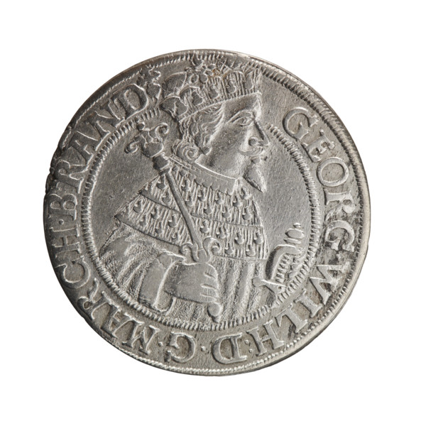 Male bust in armor, coats of arms, George William Hohenzollern (Elector of Brandenburg; Duke of