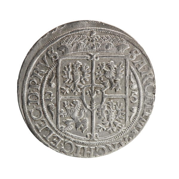 Male bust in armor, coats of arms, George William Hohenzollern (Elector of Brandenburg; Duke of