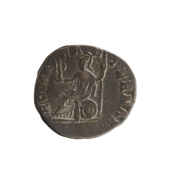 Denarius of Clodius Albinus (ca. 150–197; Roman emperor 193–197). Obverse: head of Albinus right,