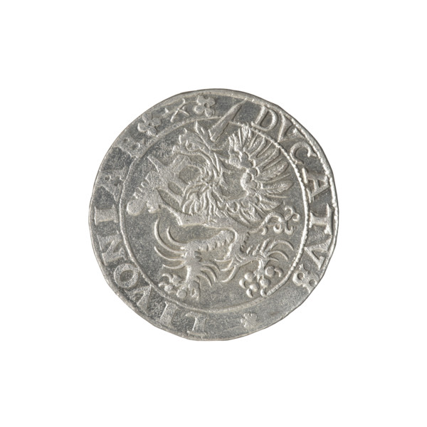 Livonian half-mark (half-fine) of Sigismund II Augustus (king of Poland; 1544–1572), (interregnum).
