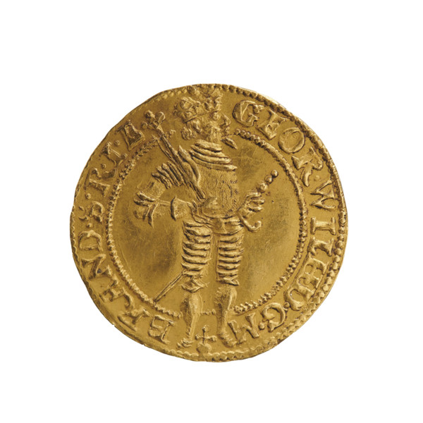 ducat, coats of arms, male figures, George William Hohenzollern (Elector of Brandenburg; Duke of