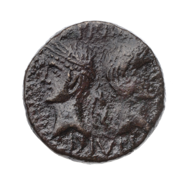 Octavian Augustus (63 BC–14 AD; Roman emperor 27 BC–14 AD). Obverse: heads of Augustus (right,