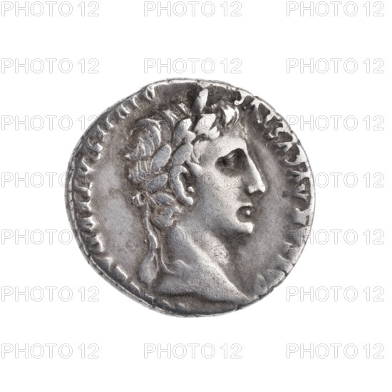 denarius, Octavian Augustus (63 BC–14; Roman emperor 27 BC–14). Obverse: Emperor's head with a
