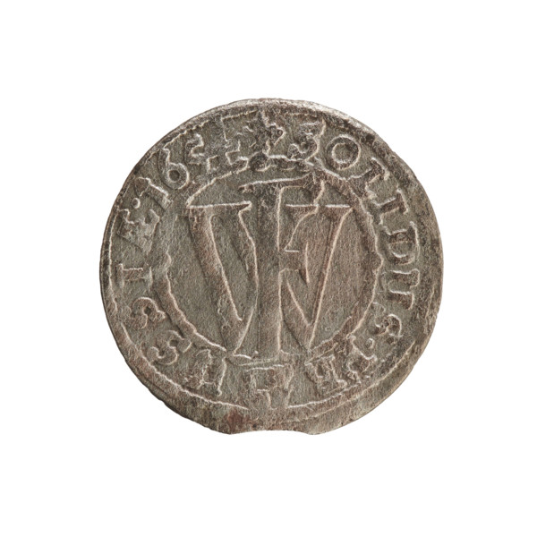 szelag; obverse: Prussian eagle with monogram IC on its chest; rim inscription beginning with a