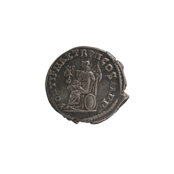 Denarius of Alexander Severus (reigned 222–235). Obverse: bust of the emperor right. Reverse: Roma