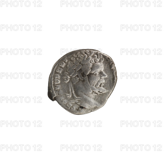 Denarius of Septimius Severus (146–211; Roman emperor 193–211). Obverse: head of Septimius Severus