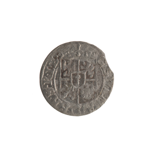One-and-a-half (coin), Ernest Pfahler; Wislica hoard; obverse: under the ducal mitre a five-field