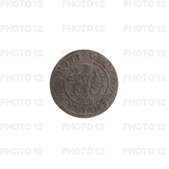 szelag, Ernest Pfahler, Wislica hoard, Prussian coin (szelag), obverse: Prussian eagle with crowned