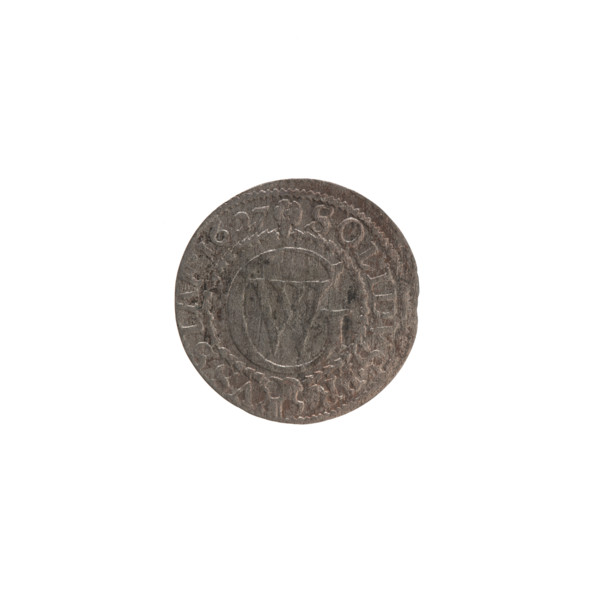 szelag; maker: Pfahler, Ernest; Wislica hoard (numism); material: coin; subject/details: Obv.
